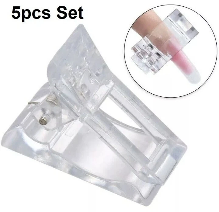 10pcs Nail Tips Clip Quick Building Poly UV Builder GEL Extension Clamp UK