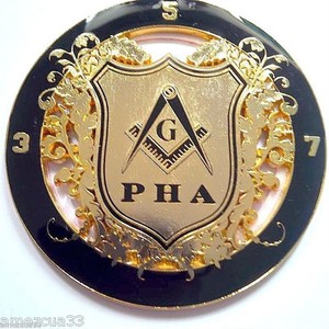 PHA Black & Golden 3.5.7 Masonic Key Prince Hall Affiliated Cut Out Car Emblem 