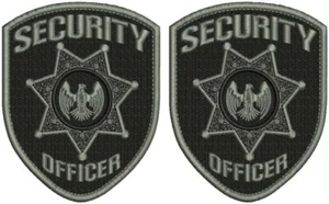 Security Officer 2 Emb Patches 3.75x4.5 Velcr@ On back gray On Black - Picture 1 of 2