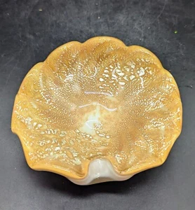 Vintage Mid Century Modern Murano Art Glass Ashtray Bowl Silver Inclusions 5.5" - Picture 1 of 10