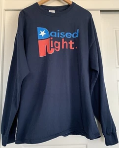 GILDAN "Raised Right" Conservative-Theme Novelty LS Tee, Blue - Size 2XL **EUC** - Picture 1 of 8