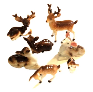 7 estatuillas de ciervo miniatura de porcelana de hueso vintage de 1"-2,5" JAPÓN sin estado - Imagen 1 de 5