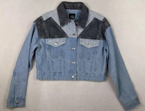 Giacca denim Wild Fable jeans cropped junior patchwork colorblock taglia XS - Foto 1 di 3