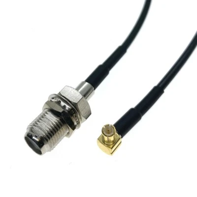 F female jack to MCX male right angle RF Antenna Coaxial Cable RG174 - Image 1 of 4