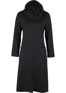 Knieumspielendes Baumwollkleid Taschen 7/8- Arm Gr 36/38 Schwarz Damen-Kleid Neu - Bild 1 von 1