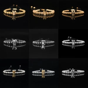 Brazalete de lujo con corona de cobre y circón de acero inoxidable cuentas de piña Navidad - Imagen 1 de 32