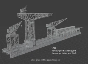 1:700 Hamburger Hafen und Werft. BV 250 t crane, Hafenanlage, Blohm Voss, yard 7 - Bild 1 von 35