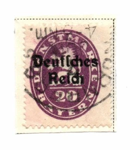 GERMANY DEUTSCHES REICH BAYERN BAVARIA STAMP OVERPRINT 20Pf Violet - Picture 1 of 1