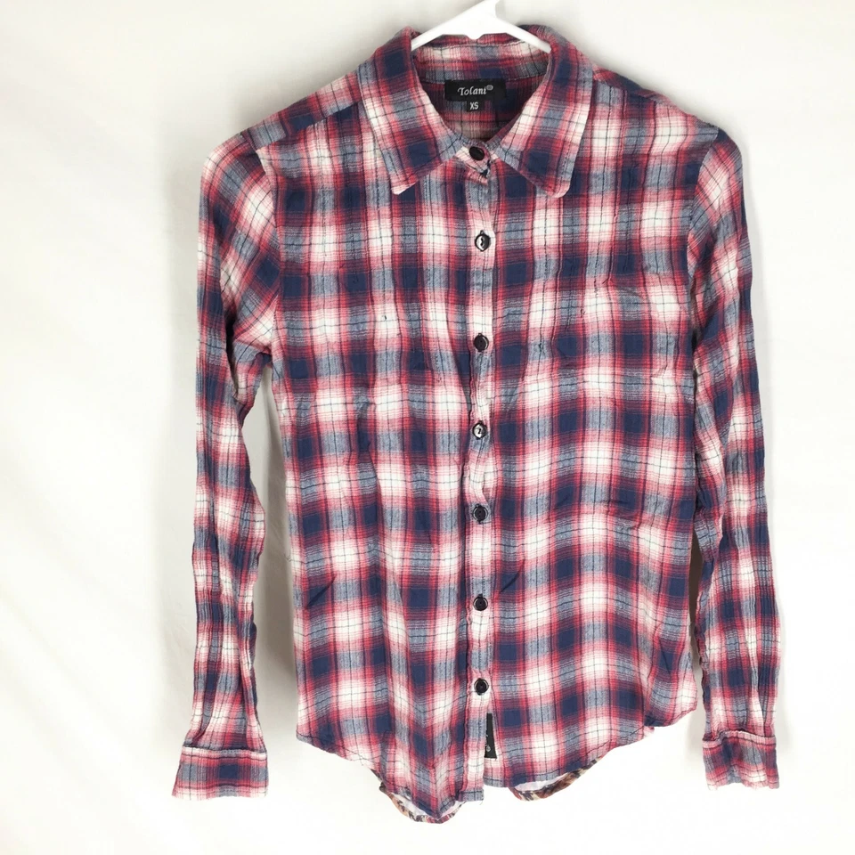 TOLANI ANTHROPOLOGIE SHIRT Size XS Plaid Long Sleeve Button Front Womens - Image 1 of 4