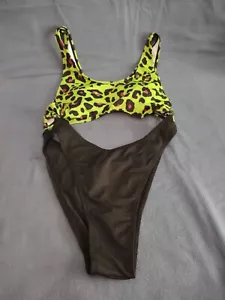 COSTUME DA BAGNO DONNA 1 PZ BIKINI FODERATO TOP NERO E VERDE STAMPA MIMETICA TG M REGGISENO IMBOTTITO - Foto 1 di 5
