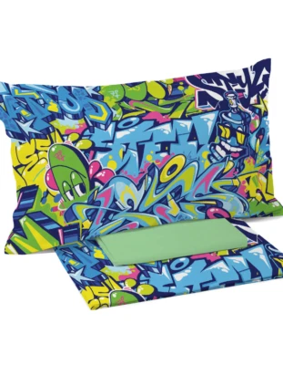 SAVOLTEX Completo Lenzuola cotone "Freestyle" Graffiti
