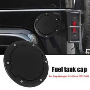 Black Gas Cap Cover Fuel Tank Door for Jeep Wrangler JK 2007-18 Easy Install New - Foto 1 di 13