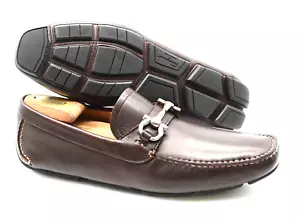 Zapato Mocasín Para Hombres Salvatore Ferragamo 'Parigi Gancini Bit' Cuero Marrón Talla 9-D - Imagen 1 de 9
