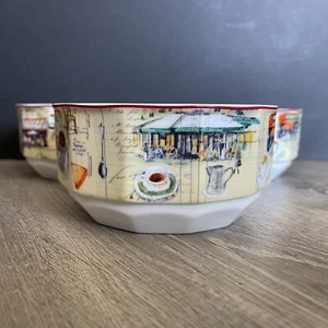 RETIRED Williams Sonoma Soup Cereal Bowls Paris Cafe MARC LACAZE Set Of 3 - Picture 1 of 7