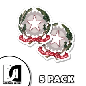 Emblem of Italy Coat of Arms Sticker SelfAdhesive 3 inch Italian flag Decals 5pk - Picture 1 of 3