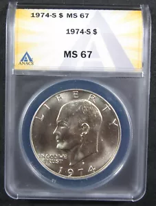 1974-S $1 ANACS MS67. Gorgeous ultra-gem Ike dollar. (824354) - Picture 1 of 2