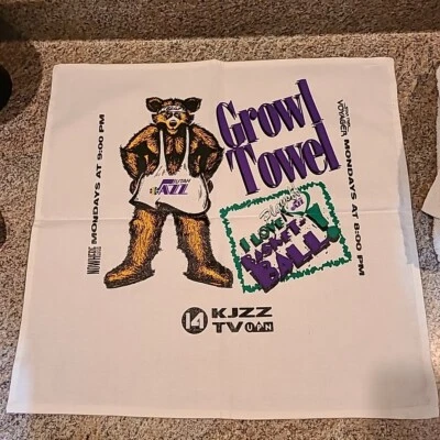 Vintage Utah Jazz NBA Towel John Stockton Jeff Hornacek Playoffs Star Trek (A6) - Image 1 of 4