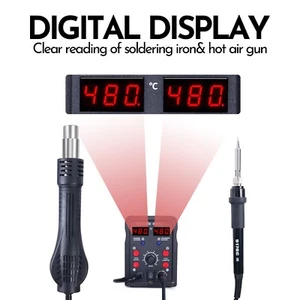 750W 2in1 Soldering Rework Station Hot Air Gun PCB SMD Solder Iron Welding Kit - Picture 1 of 8