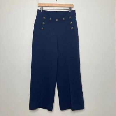 Tory Burch Pants Womens 6 Navy Button Detail Cropped Sailor Nautical Minimalist - Image 1 of 4
