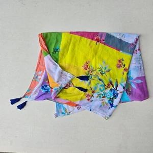 Johnny Was Floral Scarf 44x54in Boho Chic Designer Silk California Contemporary - Imagen 1 de 12