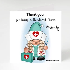 Personalised  Nurse Thank you card, Card for Nurse - Picture 1 of 3