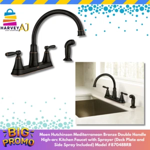 Moen Hutchinson Rubinetto da cucina arco alto bronzo 2 manici # 87048BRB Mediterraneo - Foto 1 di 3