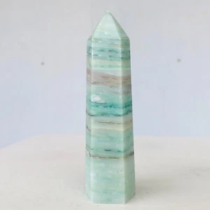 Varita obelisco cristal cuarzo piedra rayas verdes naturales 174 g punto curación T276 - Imagen 1 de 16