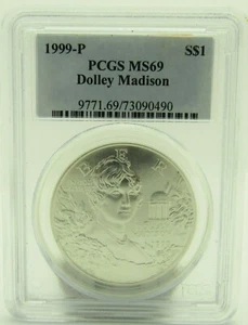 1999-P DOLLEY MADISON COMMEMORATIVE SILVER DOLLAR PCGS MS69 - Picture 1 of 5