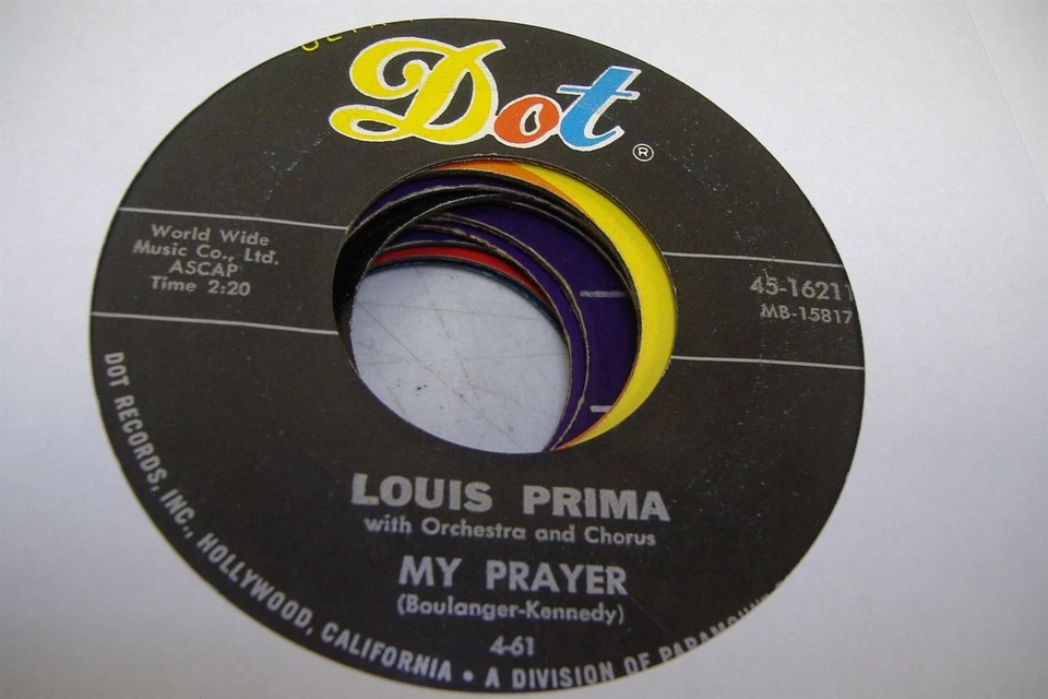 Pop 45 Louis Prima With Orchestra And Chorus - My Prayer / You Can Depend On Me - Image 1 of 1