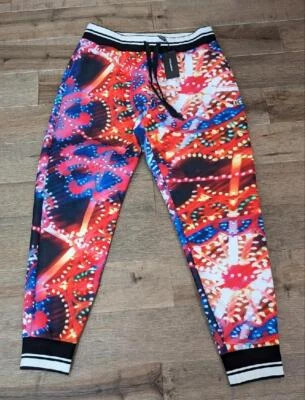 $1095 Mens Dolce Gabbana Digital Print Jogger Pants Orange Multi 50 US 34 - Image 1 of 4