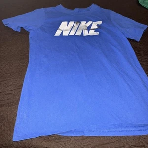 Nike Youth Boys Shirt Large Blue Short Sleeve Athletic Cut Crew Neck Football - Picture 1 of 4