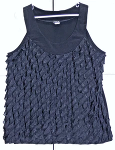 Ashley Jill Damenbluse Größe 2XL schwarz ärmellos Rüschen - getragen - Bild 1 von 6