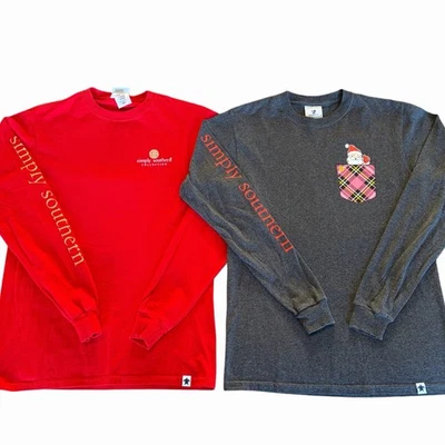 Lote de 2 camisas Simply Southern Christmas Santa para mujer talla pequeña” Foto 1 de 4