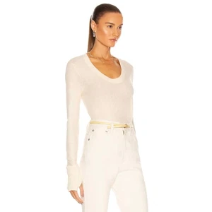 ENZA COSTA Cashmere Easy Cuffed U Neck Long Sleeve Top Damen XS Dark Cream NEU - Bild 1 von 17