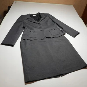 Suit Studio Set 2-Piece Womens 16 Dark Gray Jacket Midi Pencil Skirt Office Wear - Picture 1 of 24