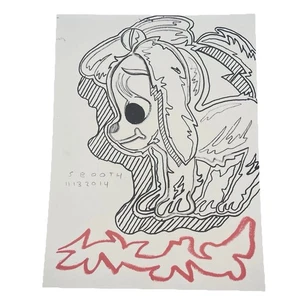 Cucciolo in piedi originale arte astratta disegnato e firmato a mano S Booth 2014 - Foto 1 di 4