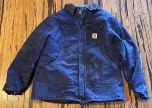 Vintage Carhartt Navy Blue Duck/Chore Jacket Quilted 2XL - Bild 1 von 6