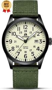 Herren Militär Sport Uhr Nylon Armband Leuchtend Analog Quarz Wasserdicht Lässig - Bild 1 von 12