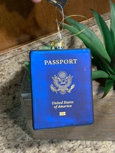 Robert Stanley blauer Passport mundgeblasenes Glas Weihnachtsschmuck Passfigur U17f - Bild 1 von 4