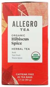 Organic Hibiscus Spice Tea Bags by Allegro, 20 Count - Picture 1 of 9