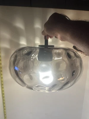 Wmlfy 11" Smoked Gray Hammered Glass Pendant Light – Modern Hanging Ceiling Lamp - Image 1 of 4