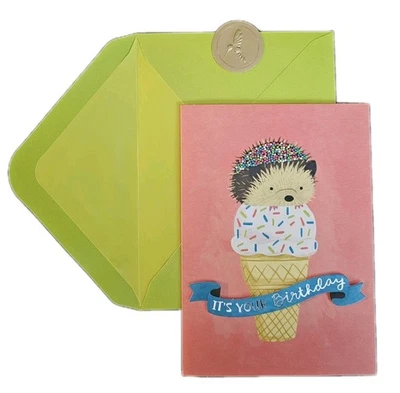 Papyrus Birthday Card Hedgehog 🦔 in an Ice cream Cone🍦 - Image 1 of 4