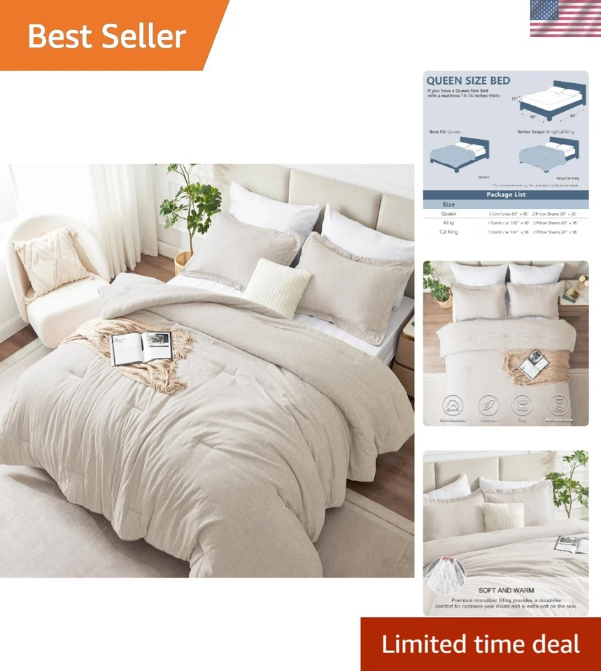 Conjunto de Edredom King Size 3 Peças - Luxo Bege Macio para Aconchegante -Conforto Redondo - Imagem 1 de 4