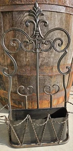 Vintage Wrought Iron Window Box Hanging Flower Box 22"×12" Black With Gold Tone - Picture 1 of 7