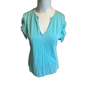 Lilly Pulitzer Top For Women Short Sleeves Sz M Pima Cotton Ruffle Accent Sleeve - Picture 1 of 7