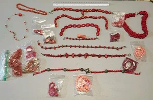Lot Of Coral Jewelry And Beads Mid Century Estate Most Intact - Bild 1 von 6
