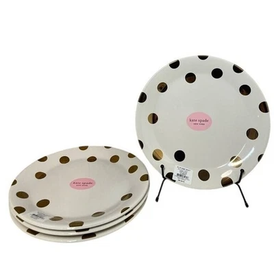 Platos Kate Spade "TODO EN BUEN GUSTO" Lunares Dorado y Blanco 4 Piezas ¡NUEVO! Foto 1 de 4