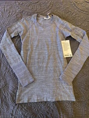 NWT Lululemon Swiftly Tech Long Sleeve 2.0 Wash SZ 6 WAFW Striped White - Image 1 of 4