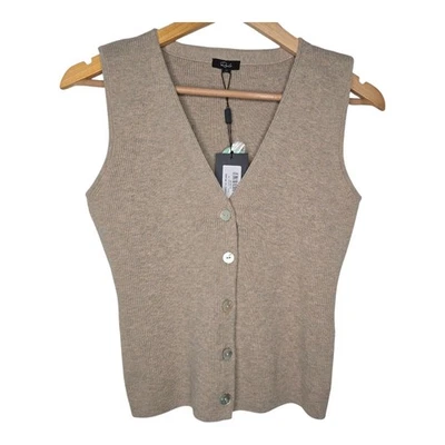 Rails Womens Oatmeal Cotton Blend Ribbed Knit Rosa Vest Medium - Image 1 of 4