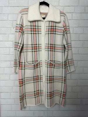 Cárdigan Suéter Abrigo Maeve Anthropologie Botones Longline Pestañas Cuadros XS Foto 1 de 4